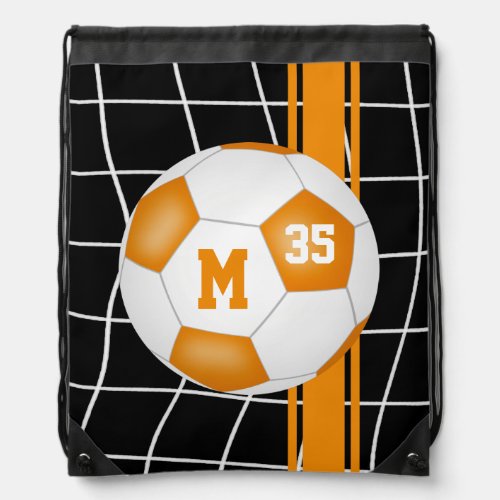 orange white soccer club team colors boys girls drawstring bag