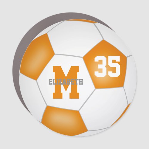 orange white soccer team colors kids locker or car magnet