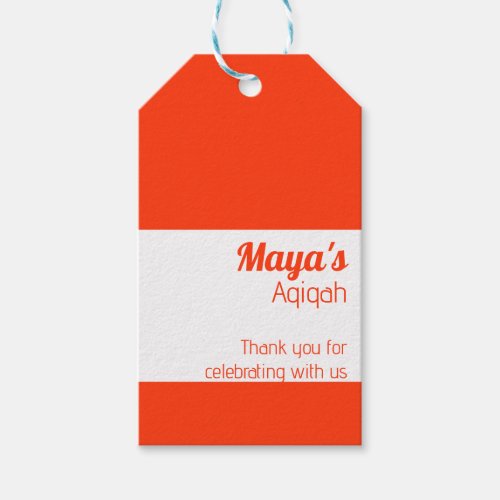 Orange White Solid Color Plain Aqiqah Baby Shower Gift Tags