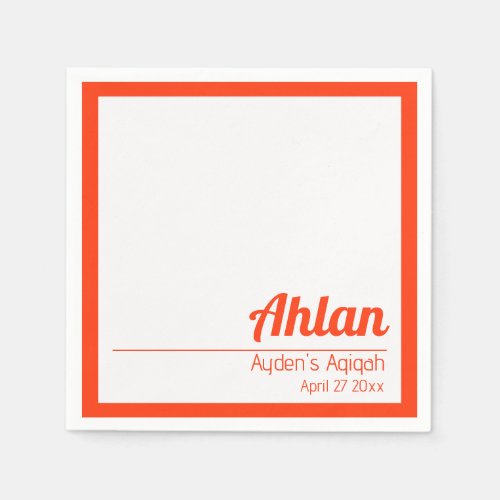 Orange White Solid Color Plain Aqiqah Baby Shower Napkins