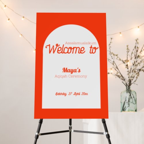 Orange White Solid Plain Baby Shower Welcome Sign