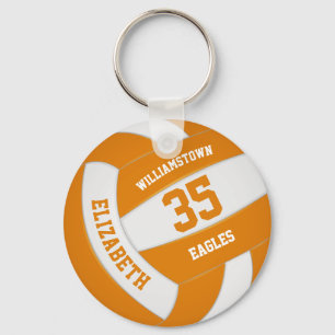 orange white sports team colors volleyball keychain