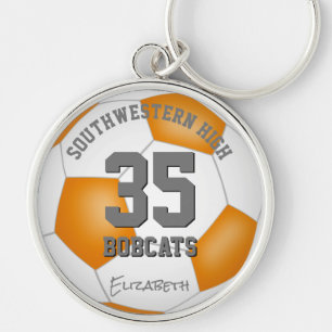 orange white sporty team colors girls boys soccer keychain