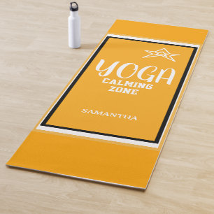 Orange White Star Name Yoga Mat