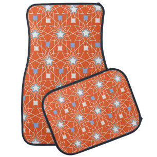 Orange White Stars Car Floor Mat