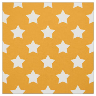 Orange White Stars Pattern Decorative Textile Fabric