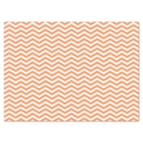 Orange White Striped Chevron Pattern Tissue Paper