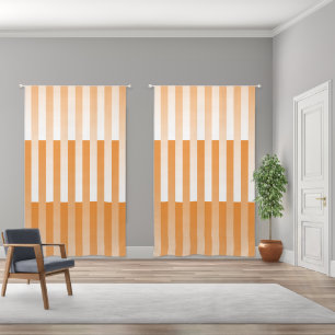 Orange White Striped Pattern Blackout Curtains