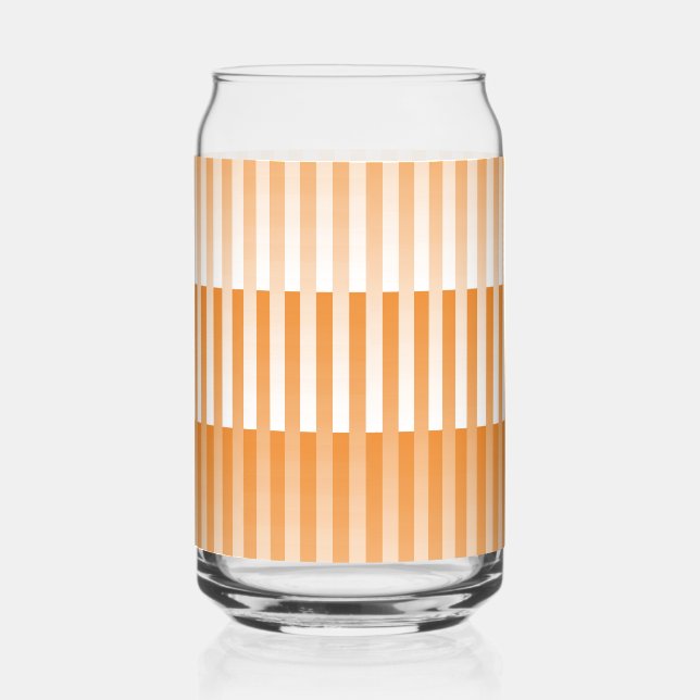 Orange White Striped Pattern Can Glass (Front)