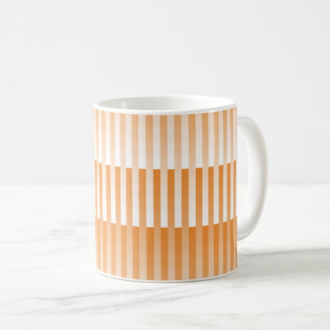 Orange White Striped Pattern Coffee Mug (Front Right)