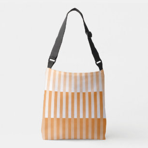 Orange White Striped Pattern Crossbody Bag