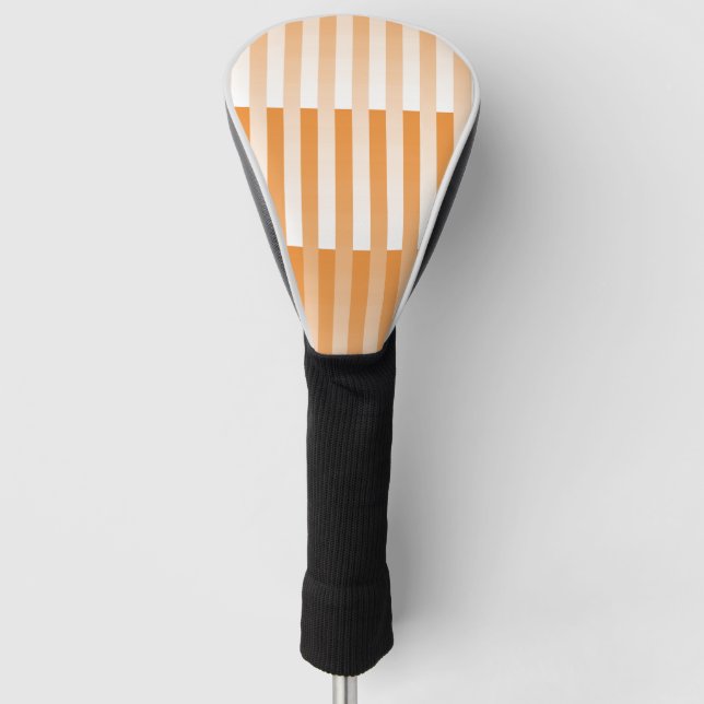 Orange White Striped Pattern Golf Head Cover (Front)