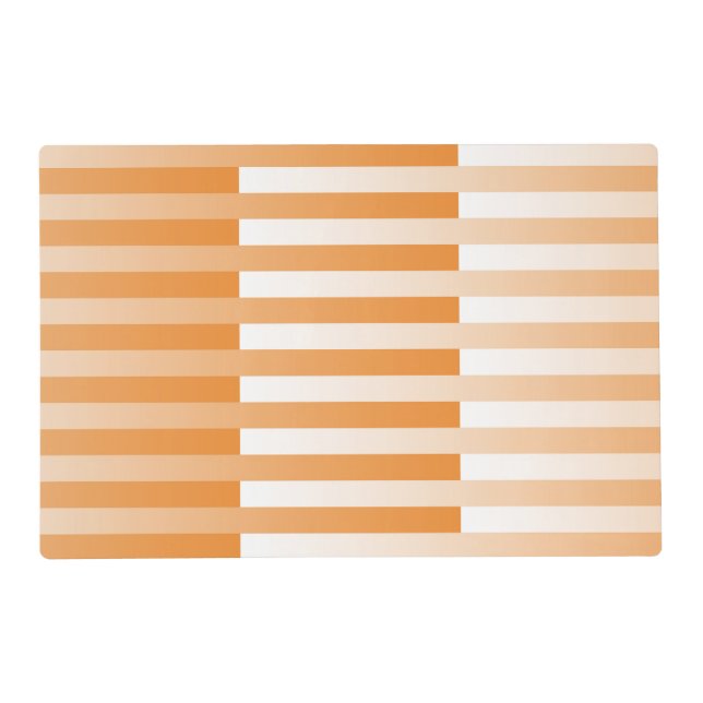 Orange White Striped Pattern Laminated Placemat (Front)