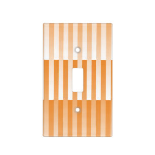 Orange White Striped Pattern Light Switch Cover