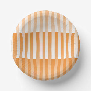 Orange White Striped Pattern Paper Bowls