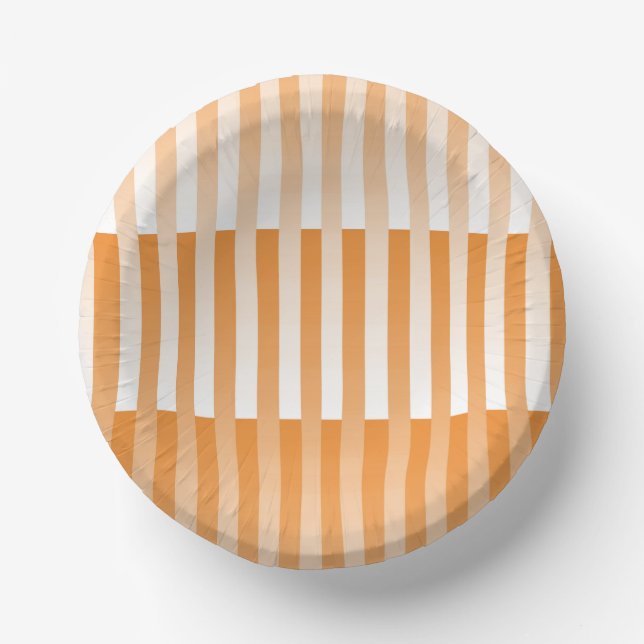 Orange White Striped Pattern Paper Bowls (Front)