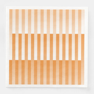 Orange White Striped Pattern Paper Dinner Napkins