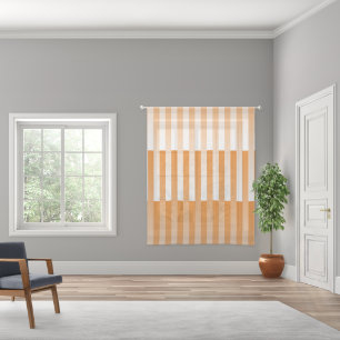 Orange White Striped Pattern Sheer Curtains