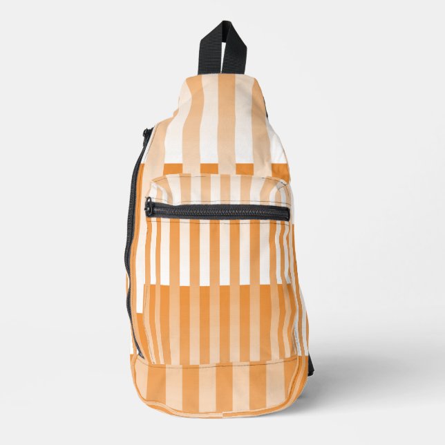 Orange White Striped Pattern Sling Bag (Front)