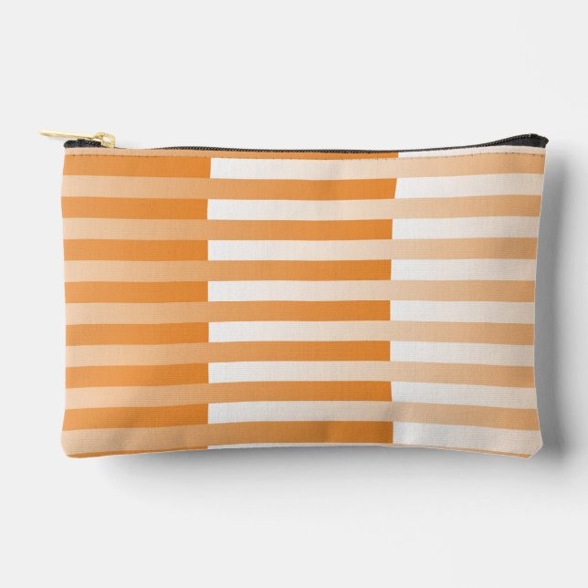 Orange White Striped Pattern Small Accessory Pouch (Front)