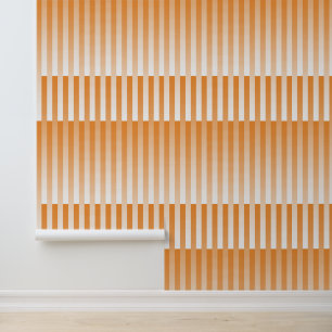 Orange White Striped Pattern Wallpaper