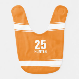 Orange & White Striped Sports Jersey Baby Bib