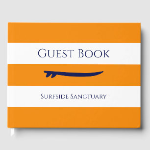 Orange & White Striped Welcome Guest Book