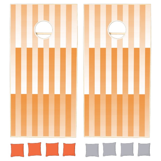Orange White Stripes Pattern Cornhole Set (Set)