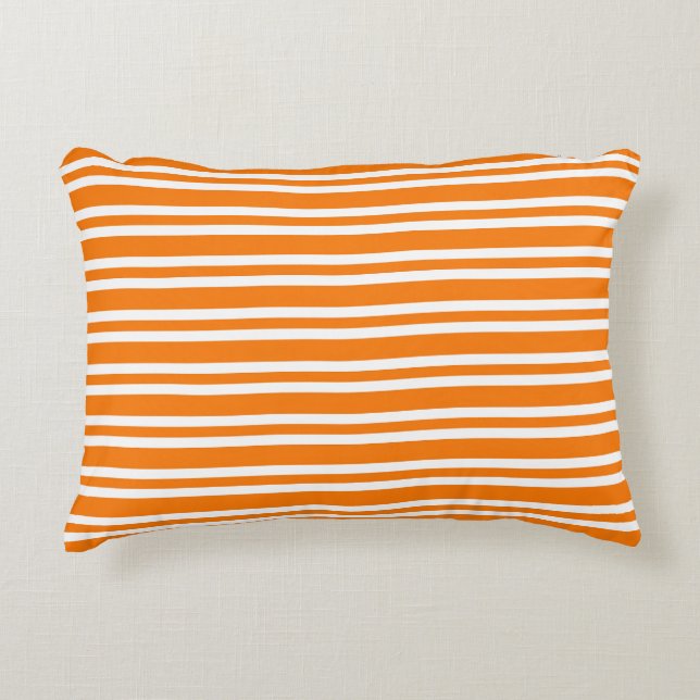 Orange White Stripes Seamless Pattern Accent Pillow (Front)
