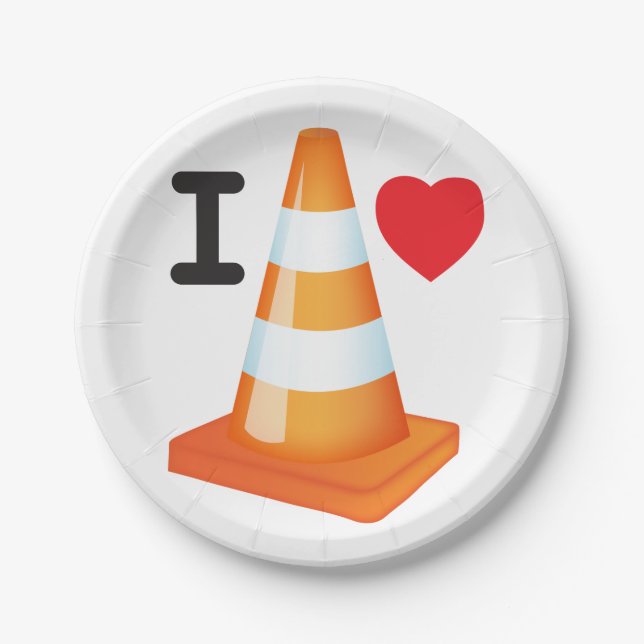Orange White Student Pranks with Traffic Cones Paper Plates (Front)