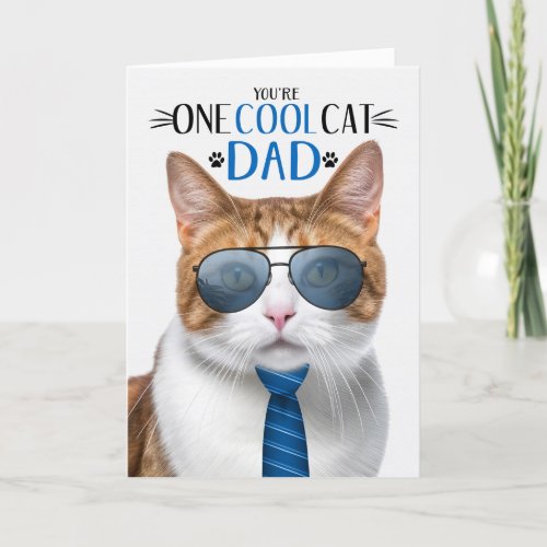 Orange White Tabby Cat Fathers Day One Cool Cat Holiday Card