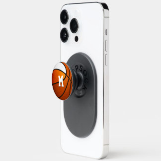 orange white team colors basketball w monogram PopSocket