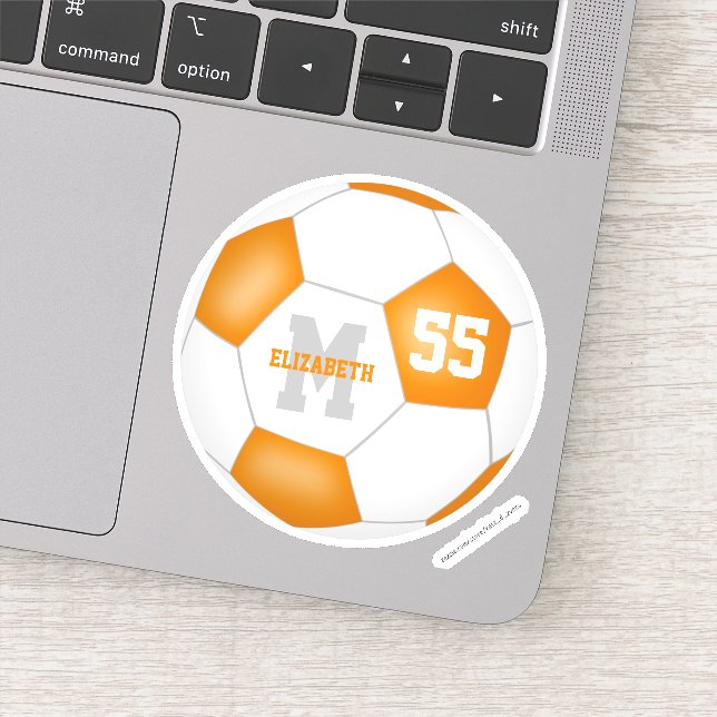 Orange white team colors girls boys soccer sticker (Detail)