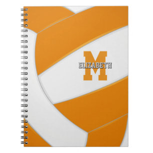 orange white team colors girls boys volleyball notebook