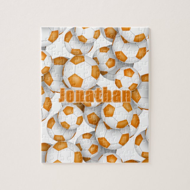 orange white team colors kids soccer jigsaw puzzle (Vertical)