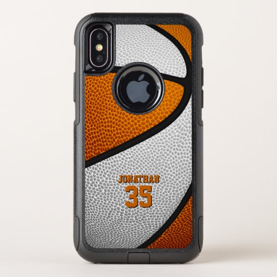 orange white team colors personalized basketball OtterBox commuter iPhone x case