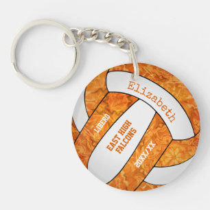 orange white team colors personalized volleyball keychain