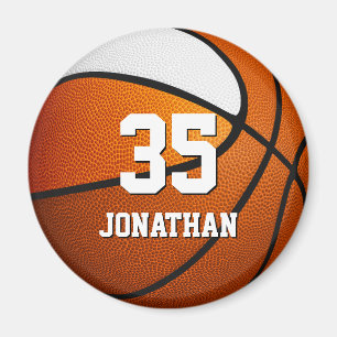 orange white team colors realistic basketball magnet