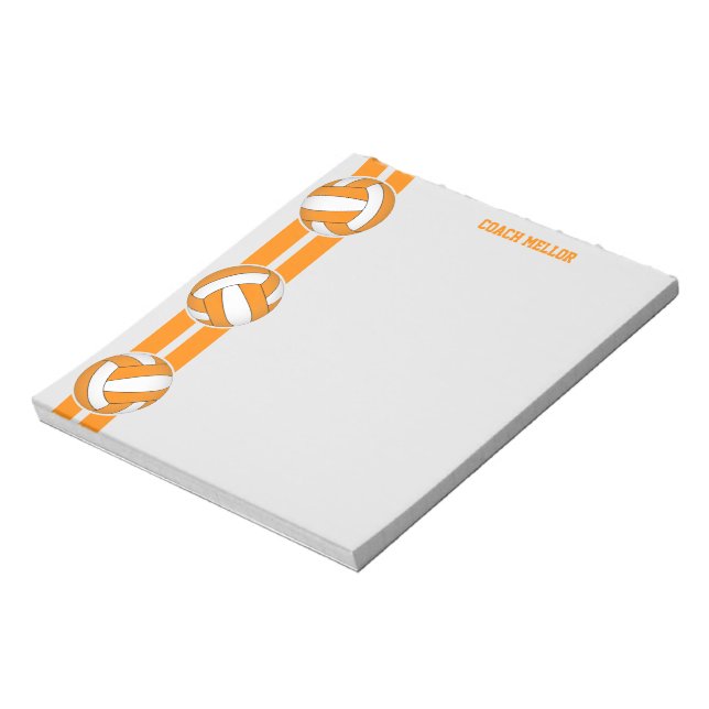 orange white team colors volleyball coach custom notepad (Rotated)