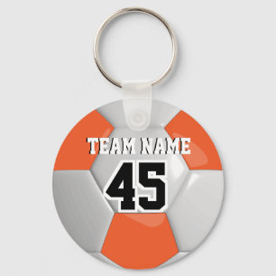 Orange & White Team Soccer Ball Keychain