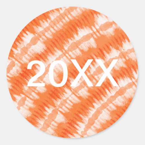 Orange White Tie Dye Graduation Year favor  Classic Round Sticker