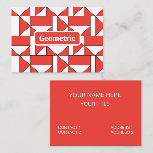 Orange White Triangle Square Geometric Business Card (Front/Back)