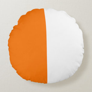 Orange White Two Color Tone Half Split  Round Pillow