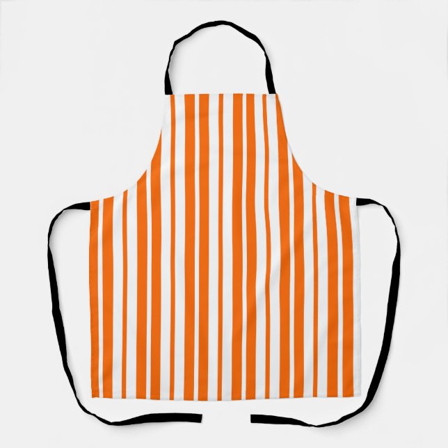 Orange White Vertical Stripes Pattern Apron (Front)