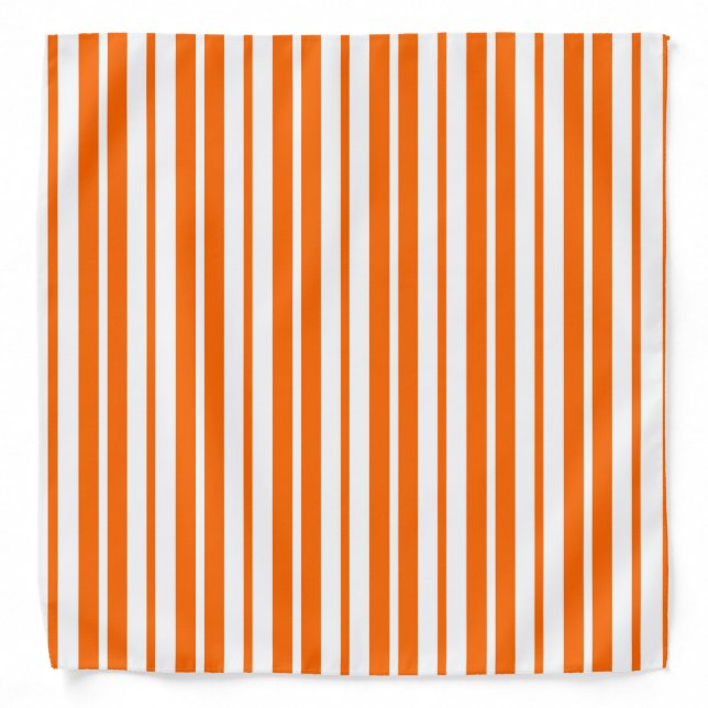 Orange White Vertical Stripes Pattern Bandana (Front)