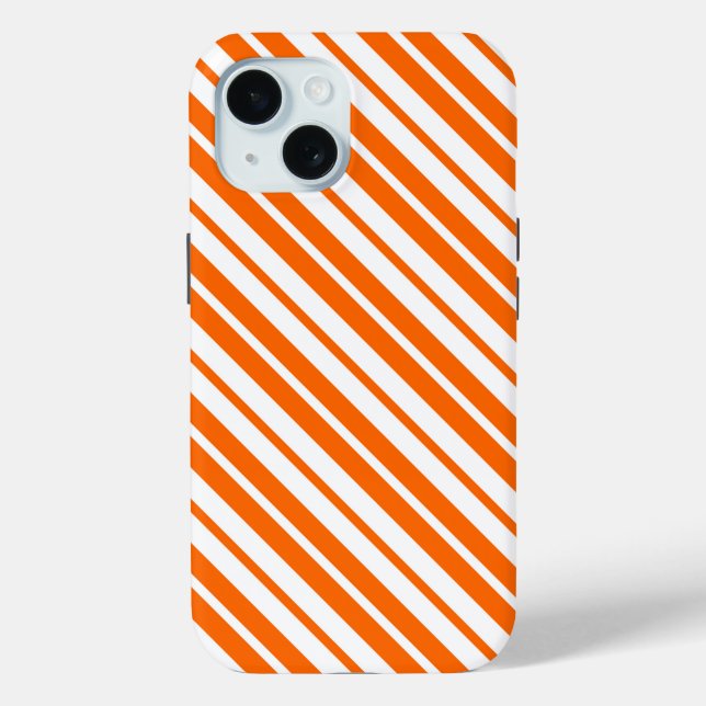 Orange White Vertical Stripes Pattern Case-Mate iPhone Case (Back)