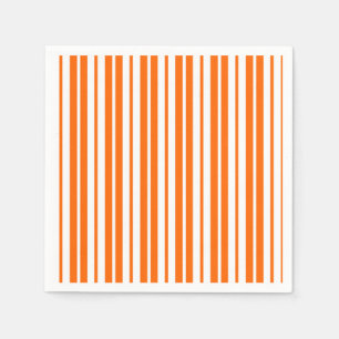 Orange White Vertical Stripes Pattern Napkins