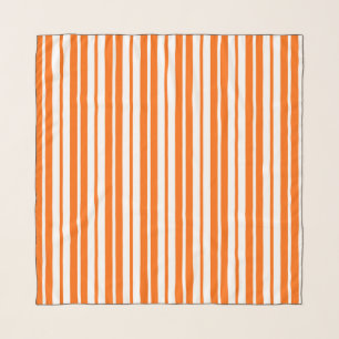 Orange White Vertical Stripes Pattern Scarf
