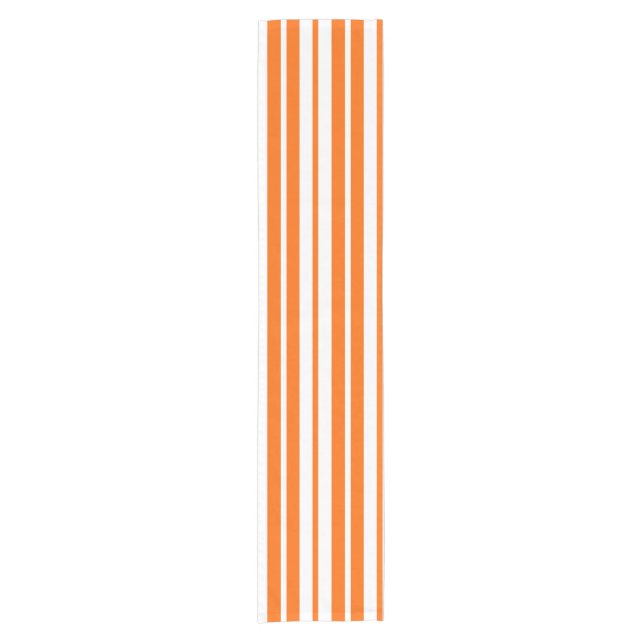 Orange White Vertical Stripes Pattern Short Table Runner (Front)