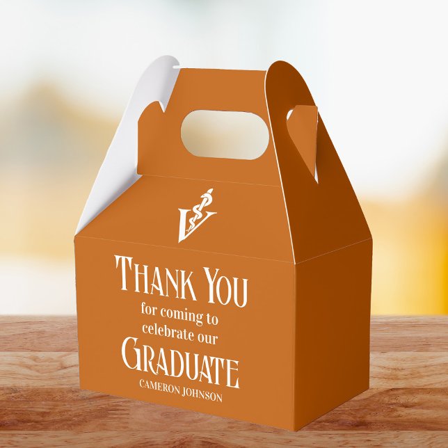 Orange White Veterinary School Graduation Party Favor Boxes (Creator Uploaded)